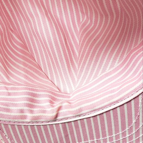 Striped Pale Pink Train Engineer Cap - Picture 8 of 8
